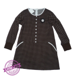 Bruine stippen jurk maat 122