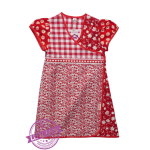 Overslagjurk rood/wit maat 80