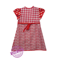 Overslagjurk rood/wit maat 80