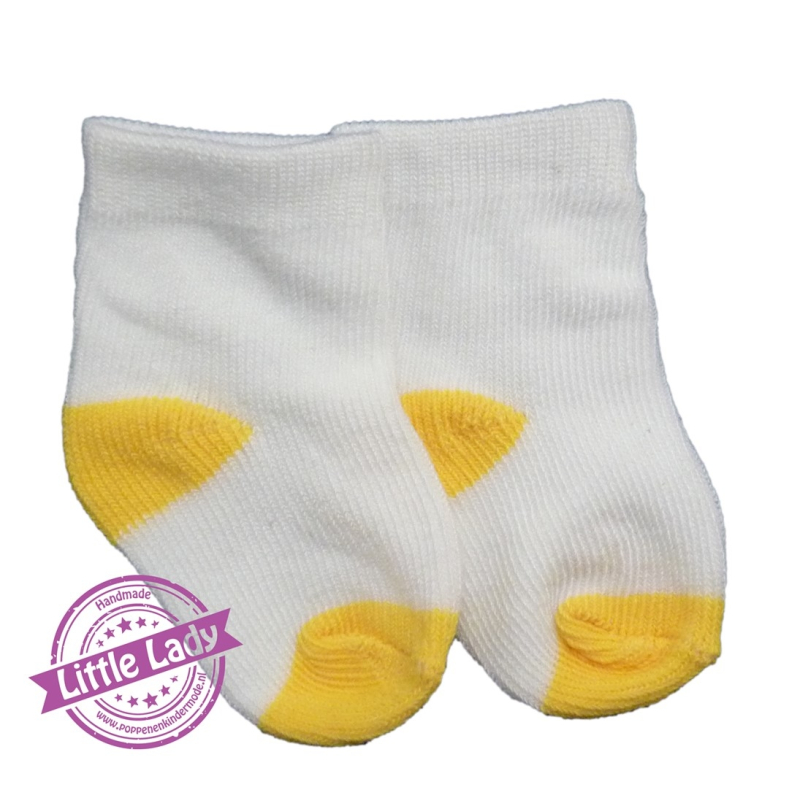 Sokjes wit met geel