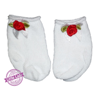 Witte sokjes met strik en roosje