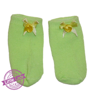 Groene sokjes met strik en roosje