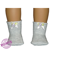 Grijze sokjes met strik en roosje