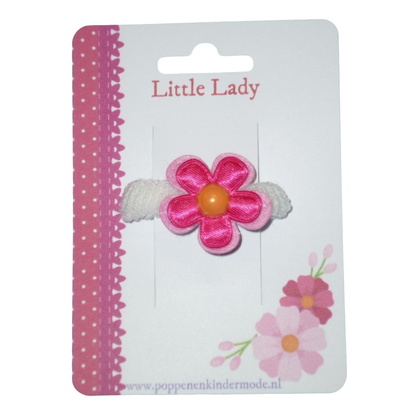 Baby elastiekje wit roze bloem
