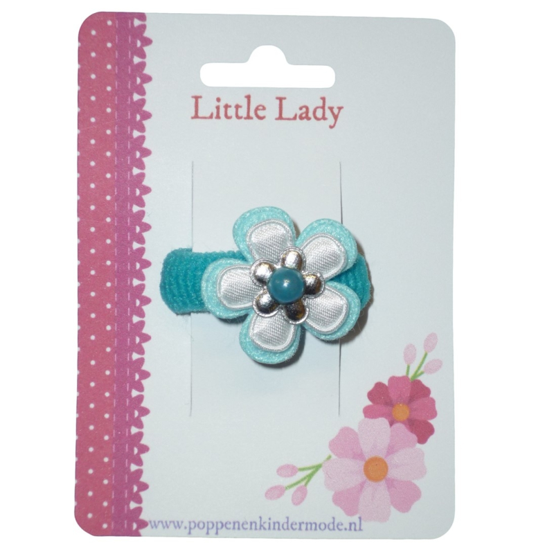 Baby elastiekje bloem blauw