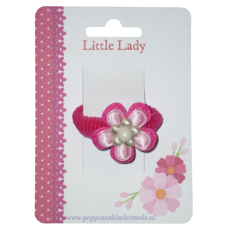 Baby elastiekje fuchsia bloem