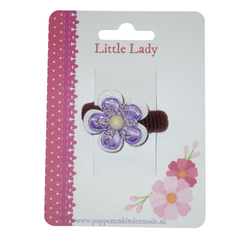 Baby elastiekje paars bloem