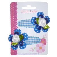 Knipjes blauw roosje wit