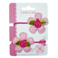 Kleine elastiekjes roze roosje fuchsia