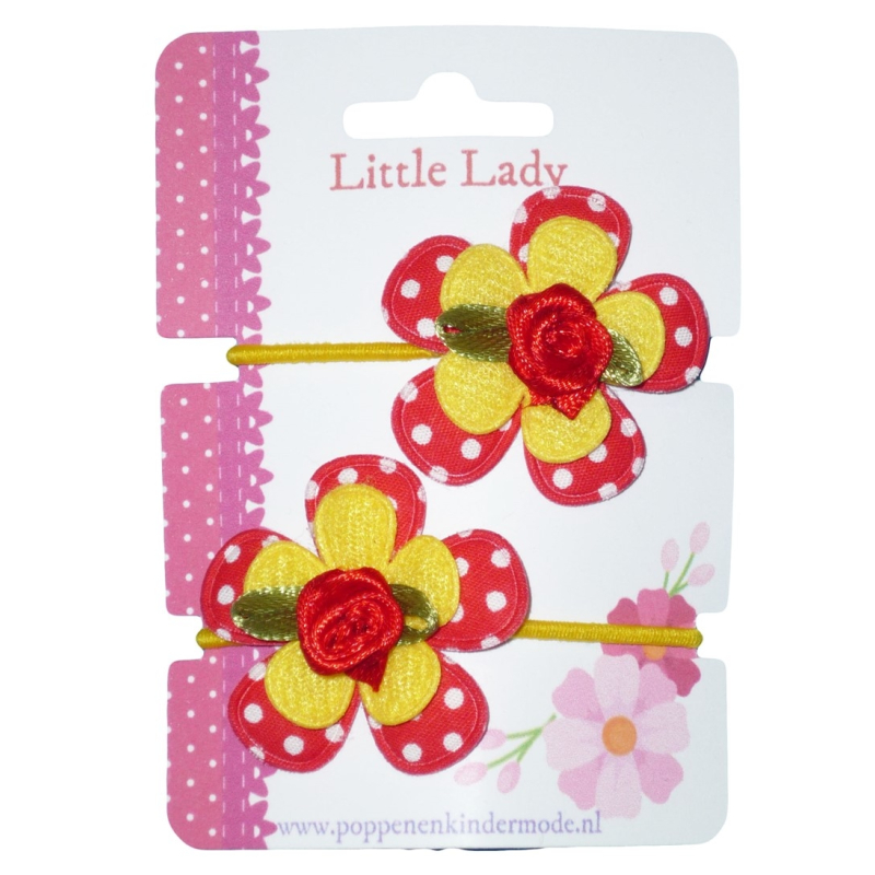 Kleine elastiekjes rood geel roosje