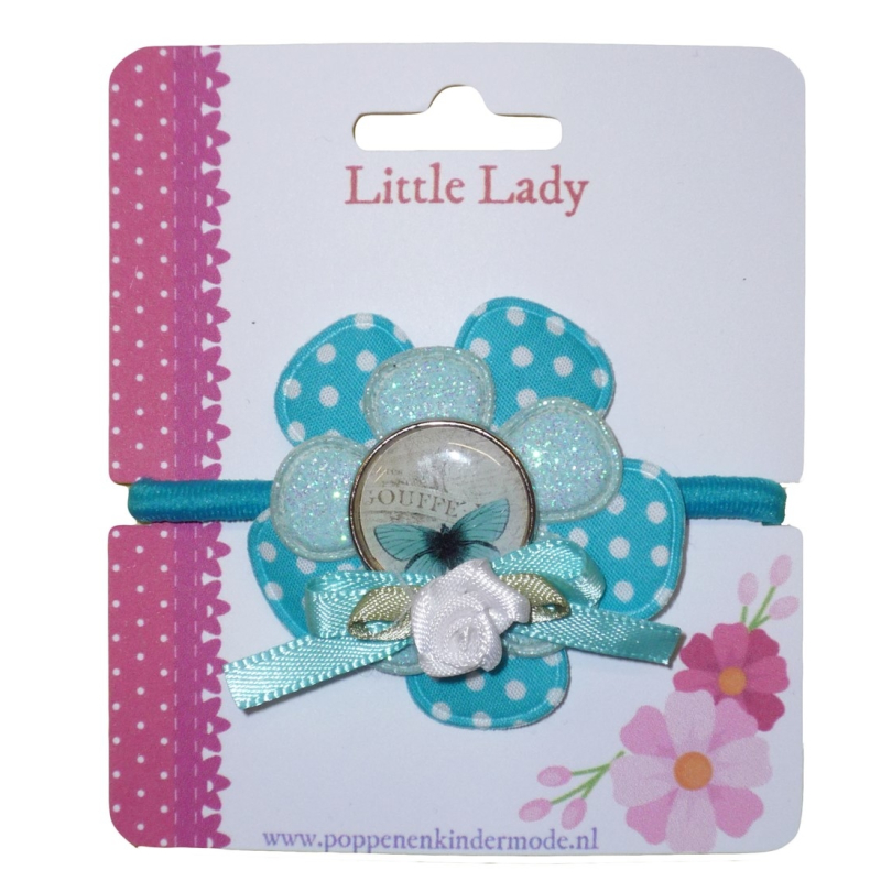 Enkel elastiekje blauw met vlinder