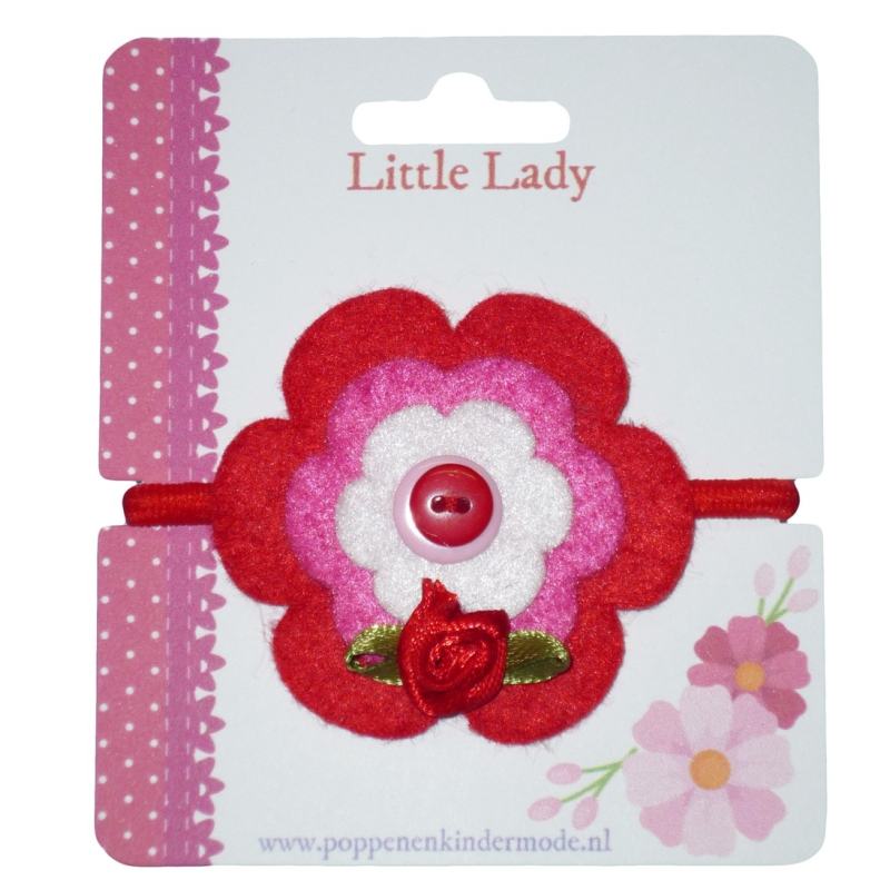Enkel elastiekje rood met roosje