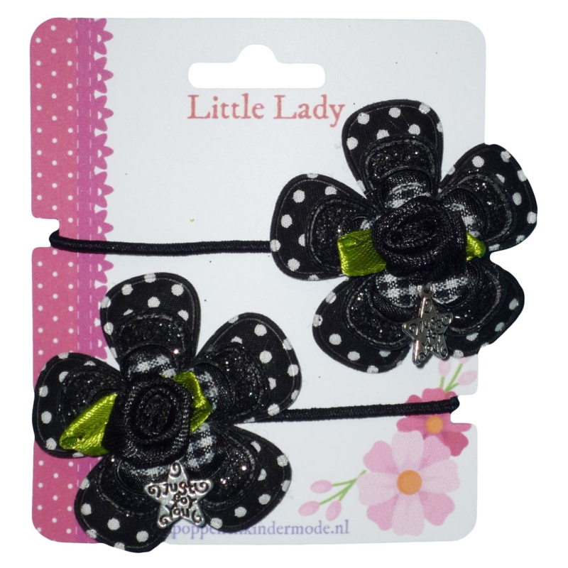 Elastiekjes zwart roosje