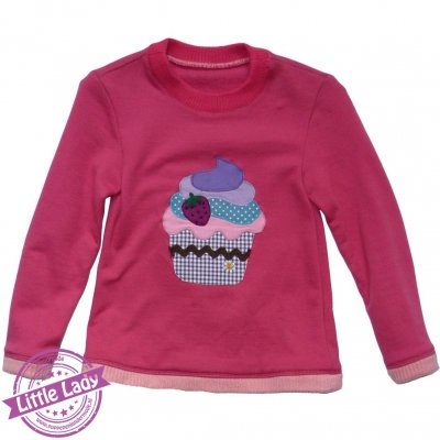 Roze trui met cupcake applicatie maat 110