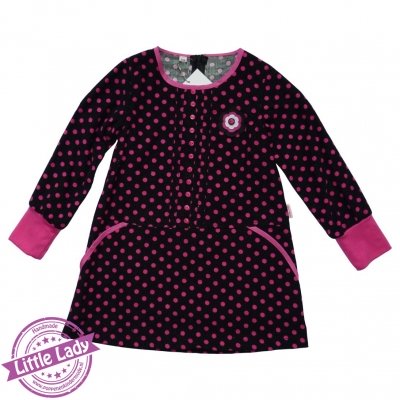 Stippen jurk zwart fuchsia maat 104 Stippen jurk zwart fuchsia maat 104