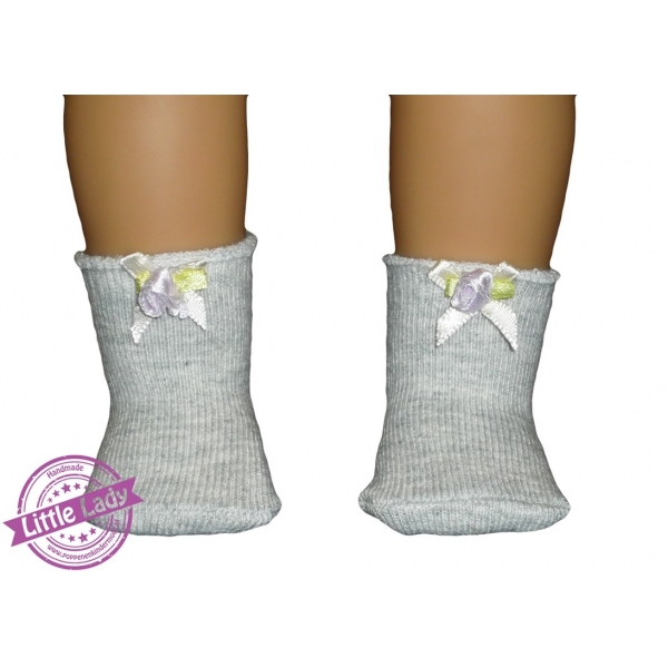 Grijze sokjes met strik en roosje