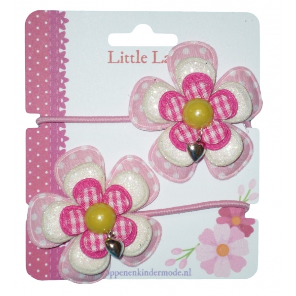 Elastiekjes roze wit hartje