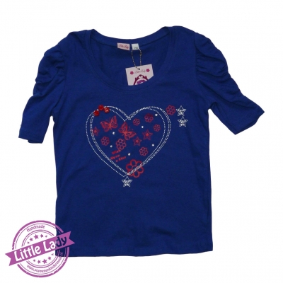 Blauw T-shirt met hippe print maat 116